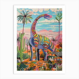 Dinosaur In The Wild With A Zebra 2 Art Print