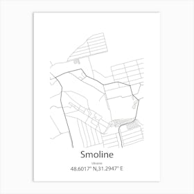 Smoline,Ukraine Minimalist Map Art Print