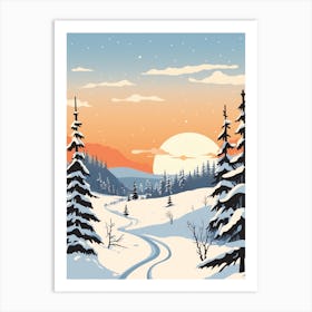 Retro Winter Illustration Lapland Finland 3 Art Print