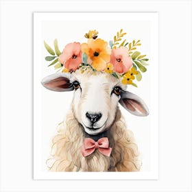 Baby Blacknose Sheep Flower Crown Bowties Animal Nursery Wall Art Print (9) Art Print