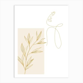 Gold Abstract Line Art Print Art Print