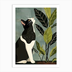 Cat Looking At A Plant Art Print