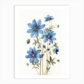 Farmhouse Blue White Flowers Art Print