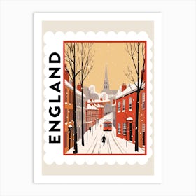 Retro Winter Stamp Poster Durham United Kingdom 1 Art Print