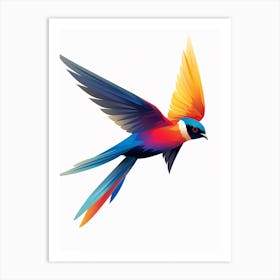 Colourful Geometric Bird Swallow 1 Art Print