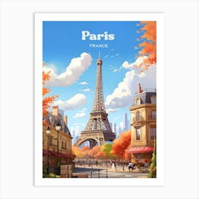 Paris France Summertime Modern Travel Art Art Print