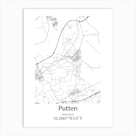 Putten,Netherlands Minimalist Map Art Print