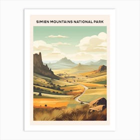 Simien Mountains National Park Midcentury Travel Poster Art Print