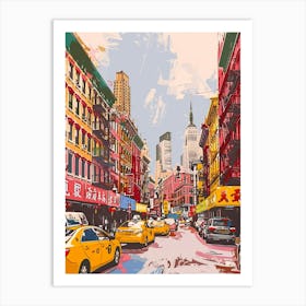 Chinatown New York Colourful Silkscreen Illustration 4 Art Print