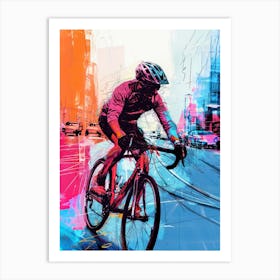 Cyclist In The City sport Art Print