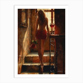 Girl With A Glass Of Wine 10 Art Print