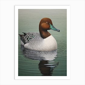 Ohara Koson Inspired Bird Painting Canvasback 4 Art Print