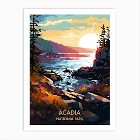 Acadia National Park Travel Poster Illustration Style 1 Art Print