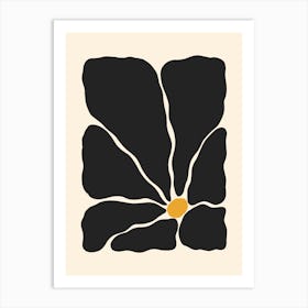 Abstract Flower 02 - Black and Yellow Art Print