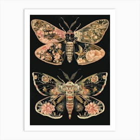 Butterfly Night Symphony William Morris Style 10 Art Print
