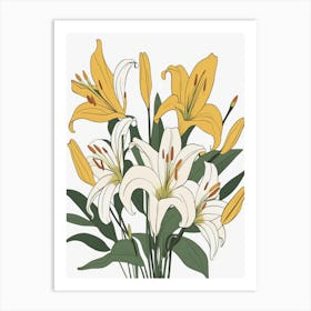 Bouquet Of Yellow Lilies Art Print