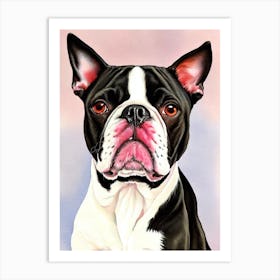 Boston Terrier 2 Watercolour Dog Art Print
