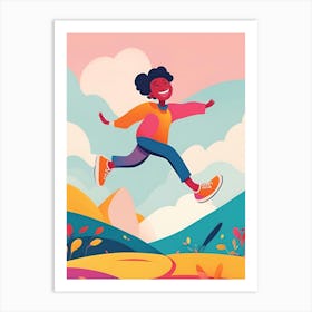 Happy Girl Jumping In The Air Art Print