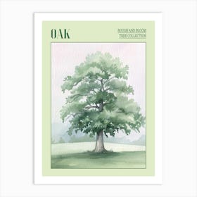 Oak Tree Atmospheric Watercolour Painting 9 Poster Art Print