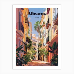 Alicante Spain Streetview Digital Travel Illustration Art Print