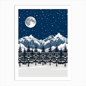 Winter Landscape With Snowy Mountains 1 Art Print