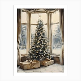 Christmas Tree In Front Of Window Art Print