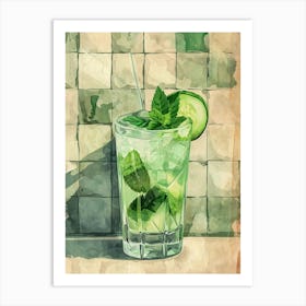 Moscow Mule Watercolour Illustration 3 Art Print