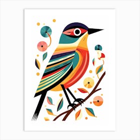 Colourful Geometric Bird Cuckoo 2 Art Print