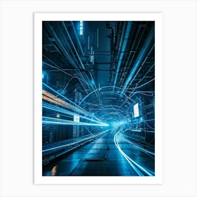 A Dynamic Scene Encapsulating The Essence Of Cybersecurity And Telecommunications Featuring A High (2) Art Print