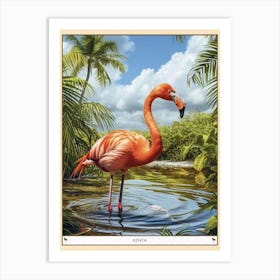 Greater Flamingo Kenya Tropical Illustration 2 Poster Art Print