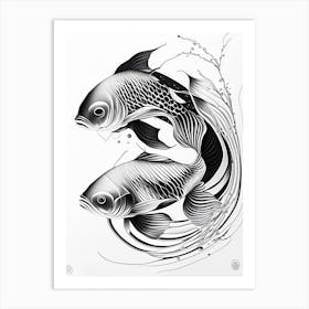 Kin Matsuba 1, Koi Fish Minimal Line Drawing Art Print