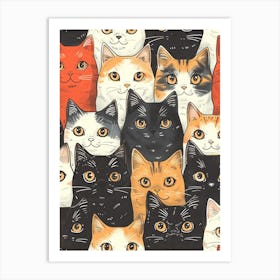 Perfectly Repeatable Artwork With Cute Cat Faces 43 Art Print