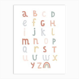 Alphabet Rainbow In Subtle Colourful Art Print