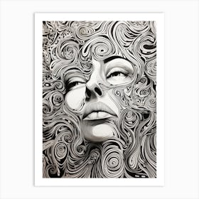 Swirl Hair Serene Face 1 Art Print