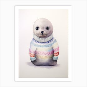 Baby Animal Watercolour Seal 2 Art Print