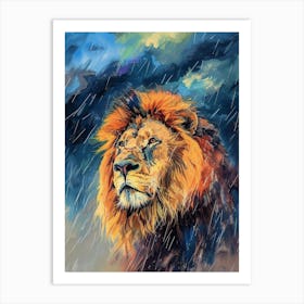 Masai Lion Facing A Storm Fauvist Painting 1 Art Print