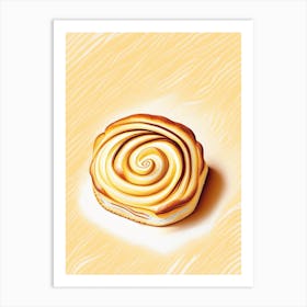 Danish Pastry Dessert Retro Minimal 1 Flower Art Print