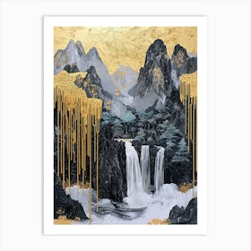 Bhutanese Himalayas Golden Peaks - Gilded Grace Art Print