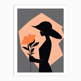Stylized Lady with Flower Art Print