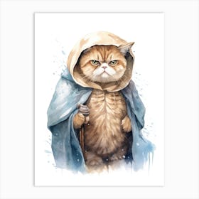 Exotic Shorthair Cat As A Jedi 2 Art Print