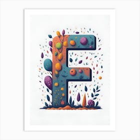 Colorful Letter F Illustration 34 Art Print