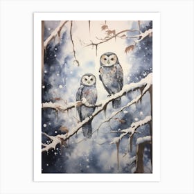 Winter Watercolour Owl 1 Art Print