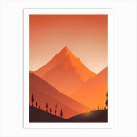 Misty Mountains Vertical Composition In Orange Tone 245 Art Print