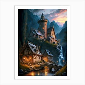 Castle At Night Art Print