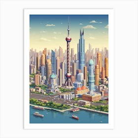 Shanghai Pixel Art 4 Art Print