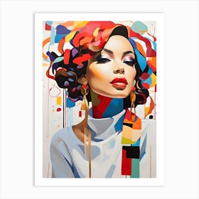 Woman With Colorful Hair Art Print