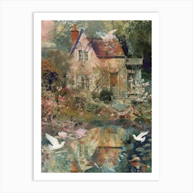 Collage Pond Monet Fairies Scrapbook 1 Art Print