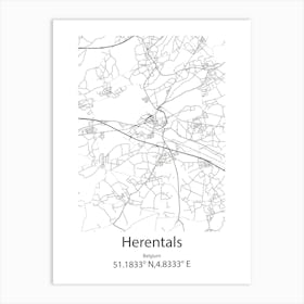 Herentals,Belgium Minimalist Map Art Print