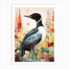 Bird Painting Collage Loon 1 Art Print
