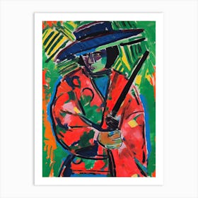 Samurai In Fauvist Matisse Japanese Style  1 Art Print